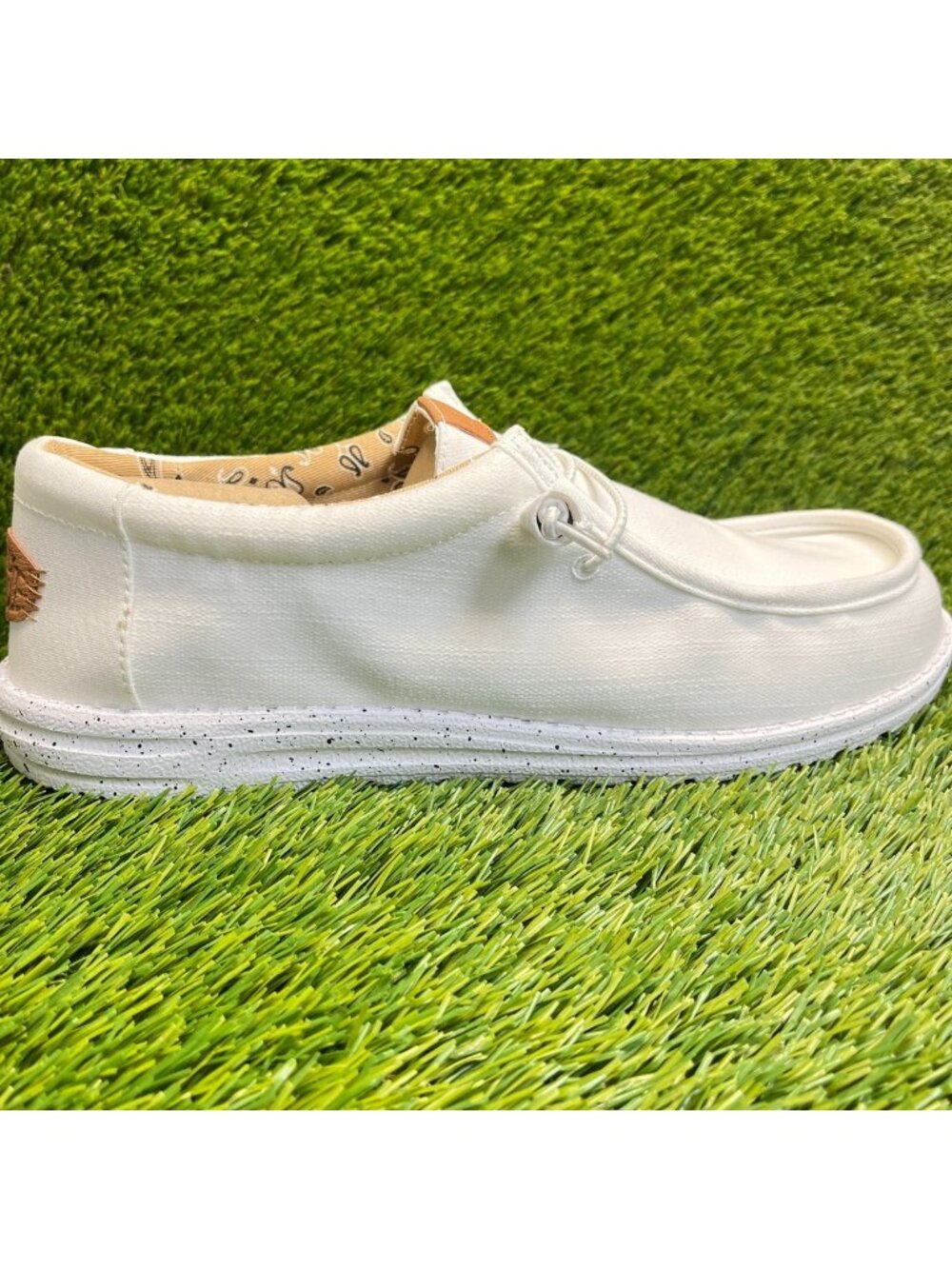 Hey Dude Wally Washed Canvas Mens Size 14 White Athletic Walking Slip On Shoes